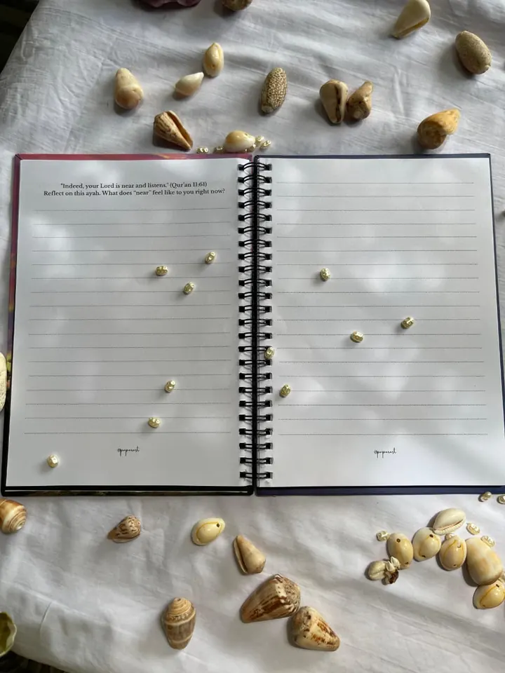 Open Paperest journal showing calm, lined guided pages